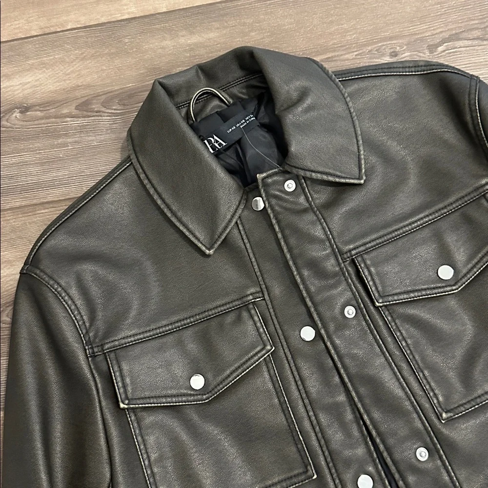 Zara Cropped Moto Jacket #76 - Picture 3 of 6